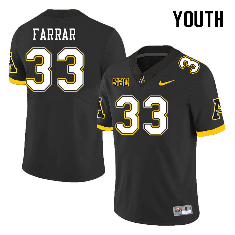 Youth #33 Derrell Farrar Appalachian State Mountaineers College Football Jerseys Stitched Sale-Black